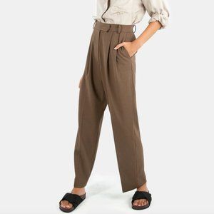 The Frankie Shop Bea Pleated Suit Pants - Chocolate - NWOT